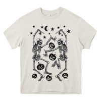 Cream halloween dancing skeletons Heavy Core Tee - BarkalooDesign