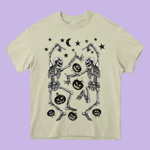 Halloween Dancing Skeletons Heavy Core Tee Designed By Barkaloodesign