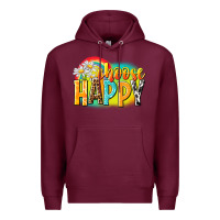 Burgundy Choose happy Premium Hoodie - NancyCooperArtShop