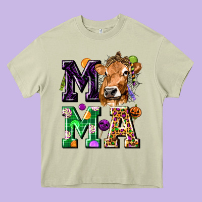 Mama Cow Halloween Heavy Core Tee Designed By Texasbilliewilder