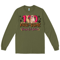 Army Green 100 paw some days of school Long Sleeve Tee - MaliasSmallBusiness