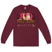 Burgundy 100 paw some days of school Long Sleeve Tee - MaliasSmallBusiness