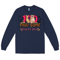 Navy 100 paw some days of school Long Sleeve Tee - MaliasSmallBusiness