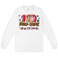 White 100 paw some days of school Long Sleeve Tee - MaliasSmallBusiness