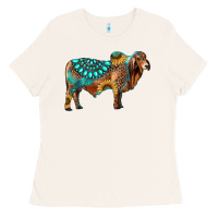 Bone brahman bull gemstone turquoise and sunflower Ladies Tee - RanaPortraitStore