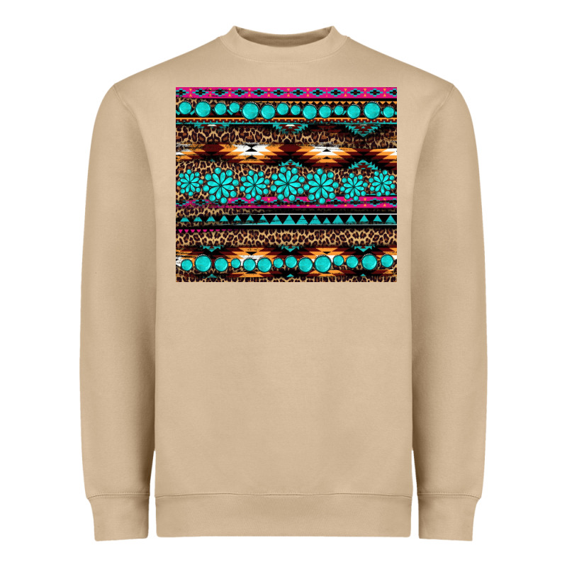Leopard Aztec Turquoise Jewelry Heavyweight Sweatshirt by BarkalooDesign | Teevron