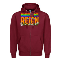 Burgundy LGBTQ+ Rainbows Reign Zipper Hoodie - BundleAndBundleShop