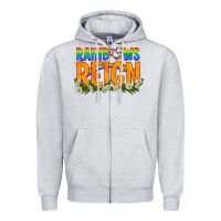 Heather Grey LGBTQ+ Rainbows Reign Zipper Hoodie - BundleAndBundleShop