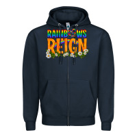 Navy LGBTQ+ Rainbows Reign Zipper Hoodie - BundleAndBundleShop