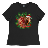 Merry Christmas Brahman Bull Ladies Tee | Teevron