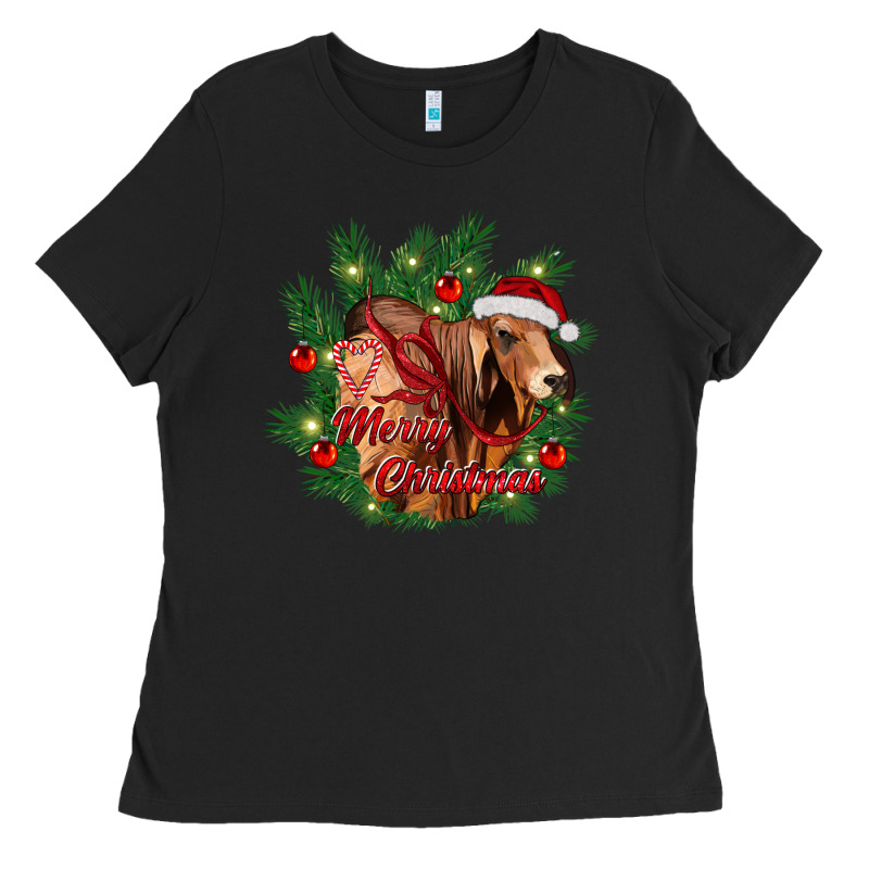 Merry Christmas Brahman Bull Ladies Tee by RanaPortraitStore | Teevron