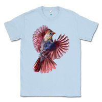 Dusty Blue Flying Northern Cardinal Bird Classic Tee - LillyAllenDesigns
