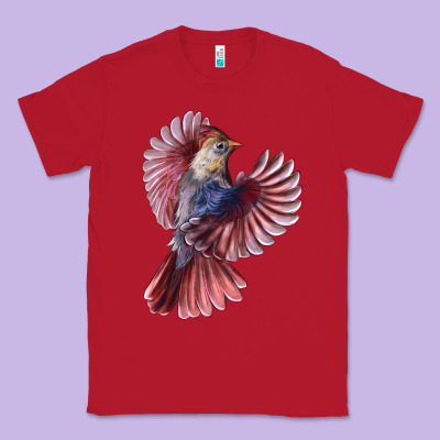 Flying Northern Cardinal Bird Classic Tee Designed By Lillyallendesigns