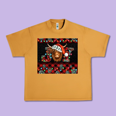 Joy Shaggy Cow Christmas Urban Heavy Tee Designed By Jasminsmagicworld