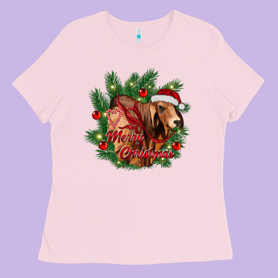 Merry Christmas Brahman Bull Ladies Tee Designed By Ranaportraitstore