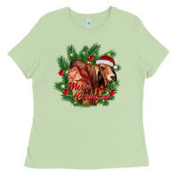 Matcha merry Christmas brahman bull Ladies Tee - RanaPortraitStore