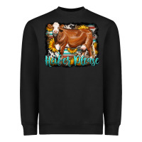 Black Western Heifer Please Simmental Cow Heavyweight Sweatshirt - LillyAllenDesigns