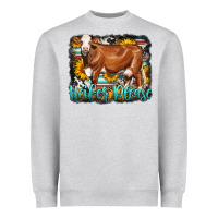 Heather Grey Western Heifer Please Simmental Cow Heavyweight Sweatshirt - LillyAllenDesigns
