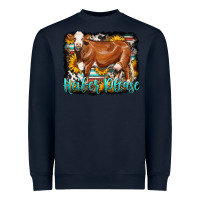 Navy Western Heifer Please Simmental Cow Heavyweight Sweatshirt - LillyAllenDesigns
