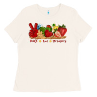 Bone peace love strawberry with summer Ladies Tee - texasbilliewilder