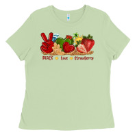 Matcha peace love strawberry with summer Ladies Tee - texasbilliewilder