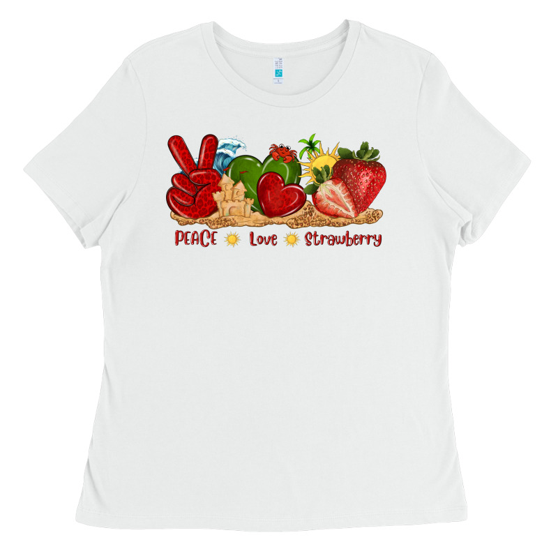 Peace Love Strawberry With Summer Ladies Tee by texasbilliewilder | Teevron