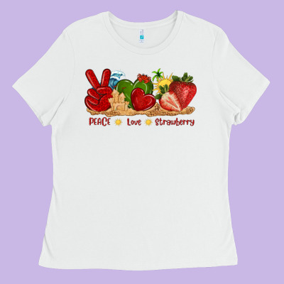 Peace Love Strawberry With Summer Ladies Tee Designed By Texasbilliewilder