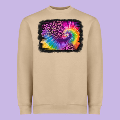Tie Dye Leopard Glitter Background Heavyweight Sweatshirt Designed By Jasminsmagicworld