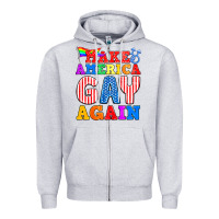 Heather Grey Make America Gay Again Zipper Hoodie - BundleAndBundleShop