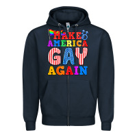 Navy Make America Gay Again Zipper Hoodie - BundleAndBundleShop