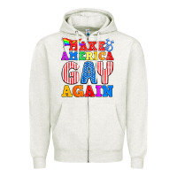 Oatmeal Heather Make America Gay Again Zipper Hoodie - BundleAndBundleShop