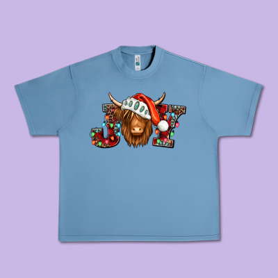 Joy Christmas Shaggy Cow Urban Heavy Tee Designed By Jasminsmagicworld