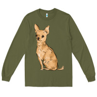 Army Green chihuahua Long Sleeve Tee - MaliasSmallBusiness