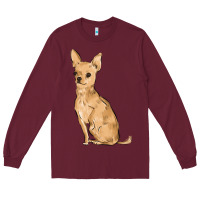 Burgundy chihuahua Long Sleeve Tee - MaliasSmallBusiness