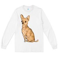 White chihuahua Long Sleeve Tee - MaliasSmallBusiness