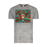 Cloud Rock western serape leopard bull skull turquoise tumbler Vintage Tee - Artiststas