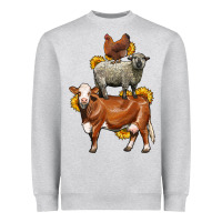 Heather Grey farm animals stack Heavyweight Sweatshirt - LillyAllenDesigns
