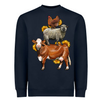 Navy farm animals stack Heavyweight Sweatshirt - LillyAllenDesigns