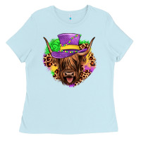 Baby Blue highland cow mardi gras Ladies Tee - JahusDesignShop