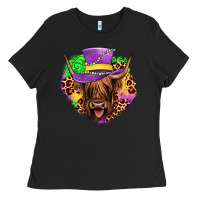Black highland cow mardi gras Ladies Tee - JahusDesignShop