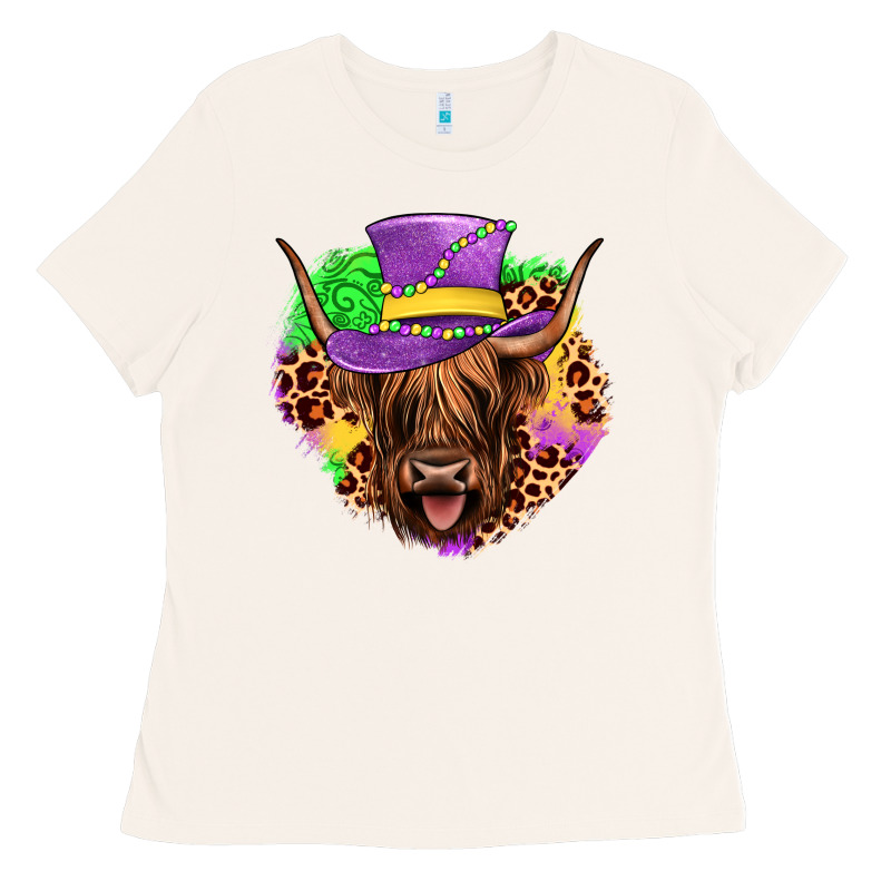 Highland Cow Mardi Gras Ladies Tee by JahusDesignShop | Teevron