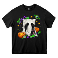 Black My Cat Is My Boo Heavy Core Tee - texasbilliewilder