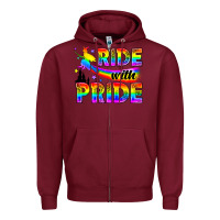 Burgundy Western LGBTQ+ Ride With Pride Zipper Hoodie - BundleAndBundleShop