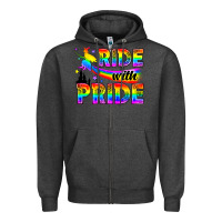 Charcoal Heather Western LGBTQ+ Ride With Pride Zipper Hoodie - BundleAndBundleShop