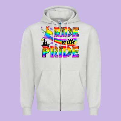 Western Lgbtq+ Ride With Pride Zipper Hoodie Designed By Bundleandbundleshop