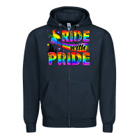Navy Western LGBTQ+ Ride With Pride Zipper Hoodie - BundleAndBundleShop