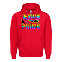 Red Western LGBTQ+ Ride With Pride Zipper Hoodie - BundleAndBundleShop