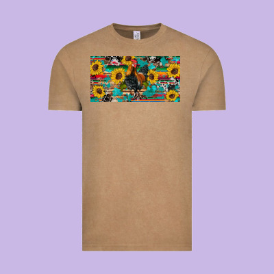 Western Coop Animals Rooster Sunflowers Cowhide Wooden Serape Glitter Vintage Tee Designed By Artiststas