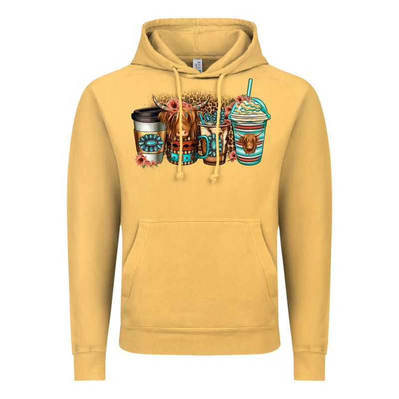 Serape Floral Longhaired Cow Coffee Cups Vintage Hoodie by Jasminsmagicworld | Teevron
