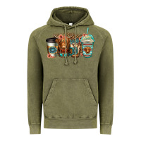 Vintage Olive serape floral longhaired cow coffee cups Vintage Hoodie - Jasminsmagicworld